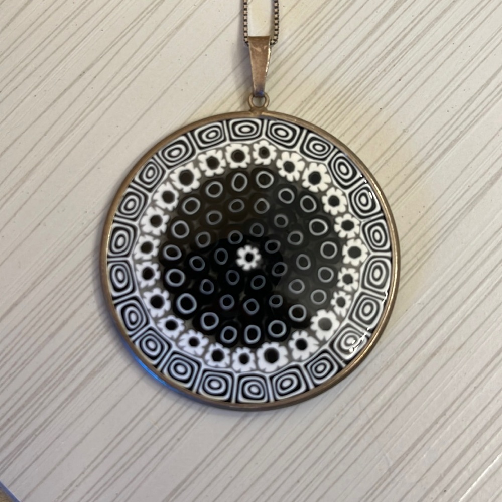 Murano Glass Millefiori Pendants Necklaces in 925 Silver Chain